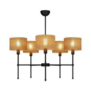 Rúdon függesztett csillár MADELA 5xE14/40W/230V juta/fekete 0245 kép