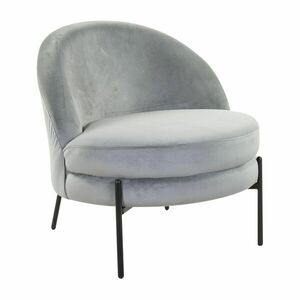 Modern kerek bársony fotel, szürke fekete fém lábbal - GALET - Butopêa kép