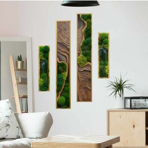 Matrica Triptichon (4db) - Függőleges kontrasztos moha és fa kép