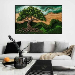 Téglalap alakú matrica Életfa - Smaragdzöld és arany gyökerek kép