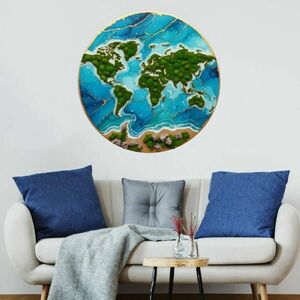 XXL matrica világtérkép - Epoxi óceán és moha kontinensek kép