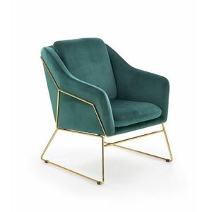 Bársonyszövet fotel, arany kerettel, fenyőzöld - HEY - Butopêa kép