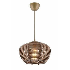 Mennyezeti lámpa, fa és bambusz utánzat búrával, állítható kábellel, barna - NORMANDE - Butopêa kép