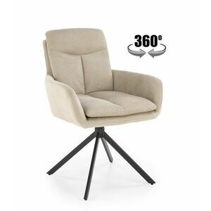Forgószék, 360 fokban, szövet, bézs, fekete fém lábakkal - FILOU - Butopêa kép