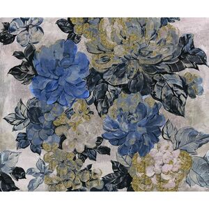 Hideg színű virágok, arany díszítéssel, 300x250 cm, kék - szürke - arany - PIVOINE BLEU - Butopêa kép