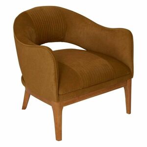 Fotel, bársony, camel barna, fa lábakkal - FETRU - Butopêa kép