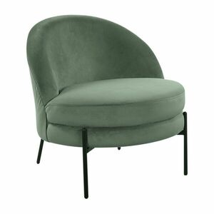 Modern kerek bársony fotel, menta fekete fém lábbal - GALET - Butopêa kép