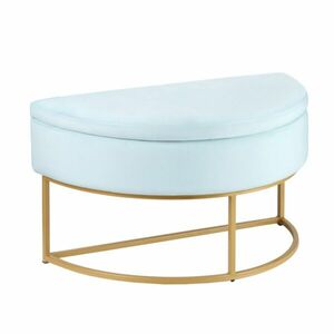 Tároló puff félkör alakú, bársony lágykék arany lábakkal - - Butopêa kép