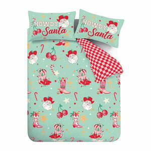 Zöld-rózsaszín egyszemélyes ágyneműhuzat 135x200 cm Santa's Howdy Christmas – Catherine Lansfield kép