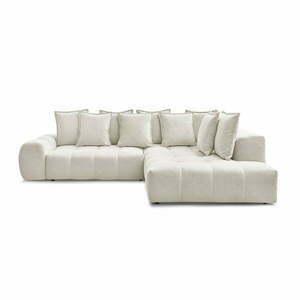 Fehér zsenília kinyitható-tárolóhelyes sarokkanapé (jobb oldali-L alakú) Everest – Bobochic Paris kép