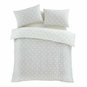 Fehér-szürke egyszemélyes flanel ágyneműhuzat 135x200 cm Polka Dot – Catherine Lansfield kép