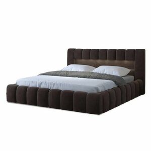 Sötétbarna kárpitozott ágyneműtartós franciaágy ágyráccsal 180x200 cm Lamica – ELTAP kép