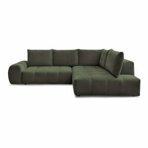 Zöld zsenília kinyitható-tárolóhelyes sarokkanapé (jobb oldali-L alakú) Everest – Bobochic Paris kép