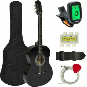 Akusztikus gitár szett kezdőknek, ajándék hangolóval, 2 színben-fekete kép