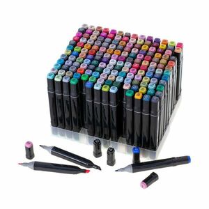 Kétvégű alkoholos marker készlet kézitáskában kép