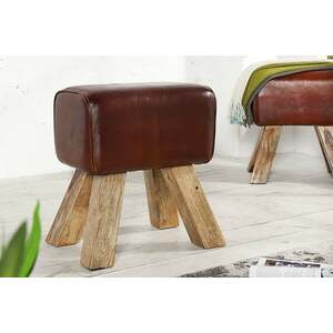 BOCK II kávészínű bőr hokedli 40 cm kép