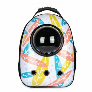 Kisállathordozó hátizsák, fehér faleveles kép