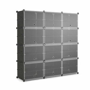 12 rekeszes műanyag cipőtartó oldalsó akasztókkal kép