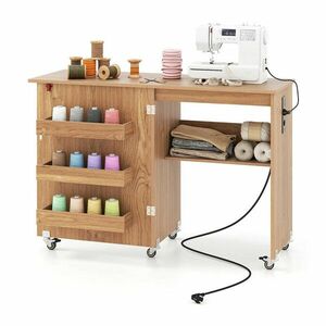 Összecsukható varrógépasztal töltőállomással natúr kép