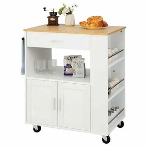 Gurulós tálalókocsi oldalán 3 fűszertartóval kép