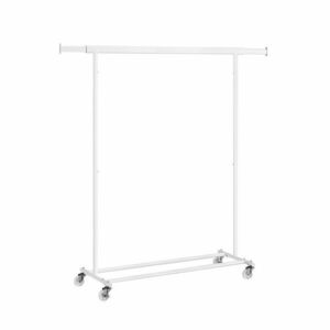 Állítható magasságú gurulós ruhatartó állvány, fehér kép