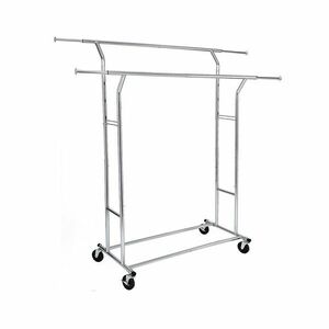 Állítható magasságú és szélességű ruhatartó állvány, ezüst kép