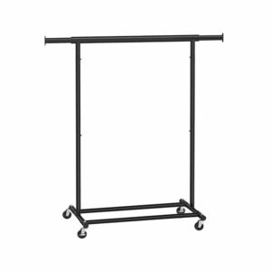 Állítható magasságú gurulós ruhatartó állvány, fekete kép