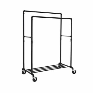 Két ágú gurulós ruhatartó állvány, fekete kép