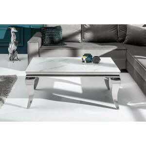 MODERN BAROCK fehér üveg márványmintás dohányzóasztal 100x60x45 kép