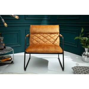 MUSTANG LOUNGER sárga bársony fotel kép