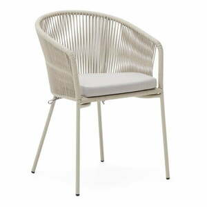 Krémszínű fém-párnázott kerti szék Yanet – Kave Home kép