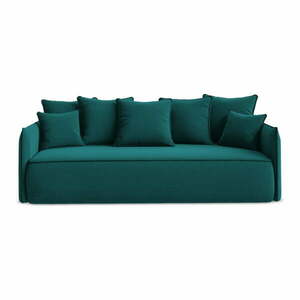 Türkiz bársony kinyitható-tárolóhelyes kanapé 225 cm Hula – Makamii kép