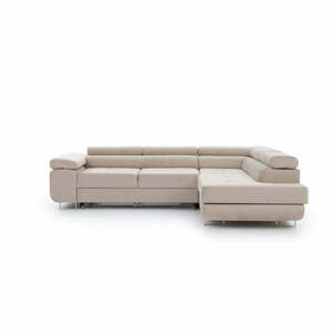 Bézs kinyitható-tárolóhelyes sarokkanapé (jobb oldali-L alakú) Anton – ELTAP kép