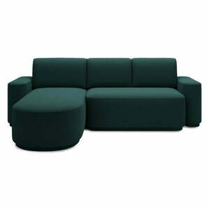 Zöld zsenília kinyitható-tárolóhelyes sarokkanapé (bal oldali-heverő résszel) Aurumm – ELTAP kép