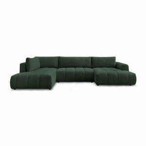 Zöld kinyitható-tárolóhelyes sarokkanapé (bal oldali-U alakú) Fuji – Bobochic Paris kép