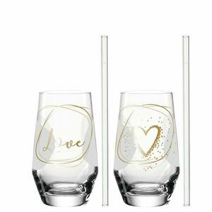 LEONARDO PRESENTE pohár szett szívószállal 4részes kép