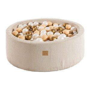 Krémszínű kordbársony labdamedence ø 90x30 cm Montessori – Meowbaby kép
