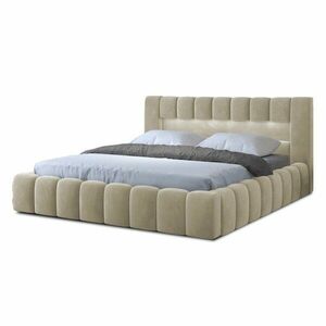 Bézs kárpitozott ágyneműtartós franciaágy ágyráccsal 180x200 cm Lamica – ELTAP kép