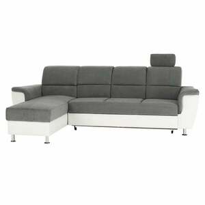 SANTIAGO szürke és fehér szövet balos sarokkanapé kép