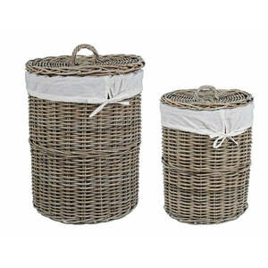 NARRA II szürke kubu rattan 2 részes szennyeskosár kép