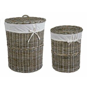 NARRA szürke kubu rattan 2 részes szennyeskosár kép