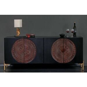 MANDALA fekete mangófa tálalószekrény kép