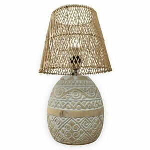 BLAHMANTUNG faragott fa asztali lámpa kép