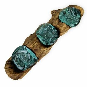 DENPASAR 3 részes üveg mécses fatörzsön kép