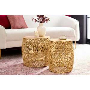 LEAF 2 részes arany alumínium dohányzóasztal 40cm kép