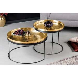 ELEMENTS 2 részes arany alumínium dohányzóasztal kép