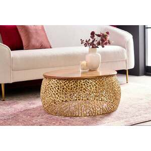 LEAF arany-barna akácfa dohányzóasztal 75cm kép