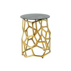 LIQUID GEOMETRIE edzett üveg fekete lerakóasztal arany kép