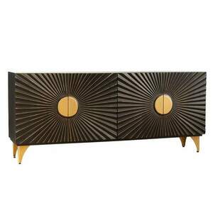 SOLARIS fekete mangó arany tálalószekrény 3 ajtós kép