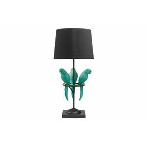 WILDLIFE zöld polirezinnel asztali lámpa papagájokkal kép